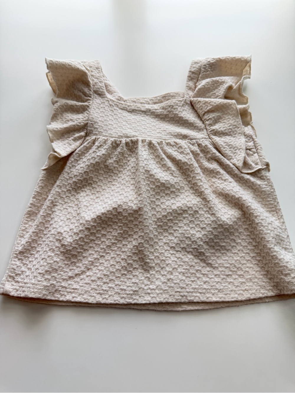Girls Cream Ruffle Sleeve Top & Shorts Matching Set - Picture 5 of 8